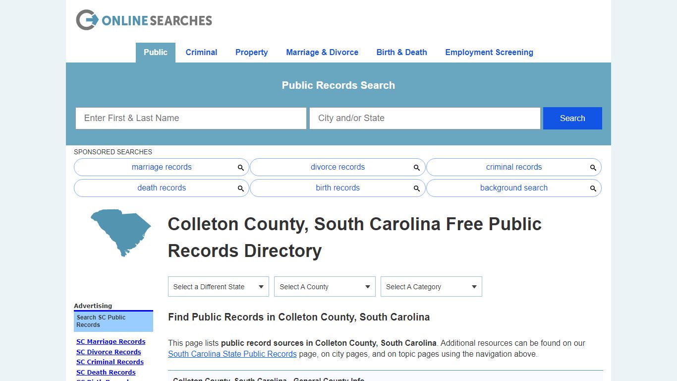 Colleton County, South Carolina Public Records Directory